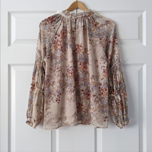 VICI Floral Ruffled High Neck Boho Blouse Top | S - Picture 6 of 12